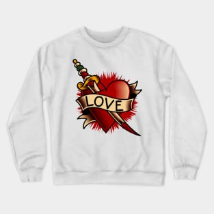 OldSalt American Traditional Love Heart Banner Tattoo Crewneck Sweatshirt